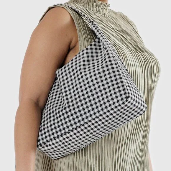 NWT Baggu Regular Shoulder Bag - Black & White Gingham - Picture 8 of 8